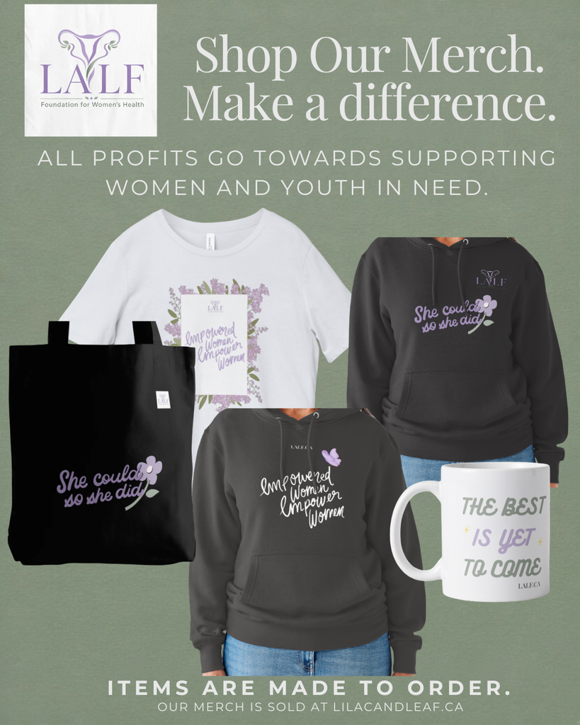 LALF-branded T-shirts, hoodies, tote bags and mugs available through Lilac & Leaf.